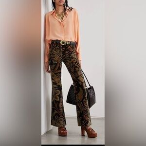 ETRO 
Paisley-Print Cotton-Blend Velvet Flared Pants